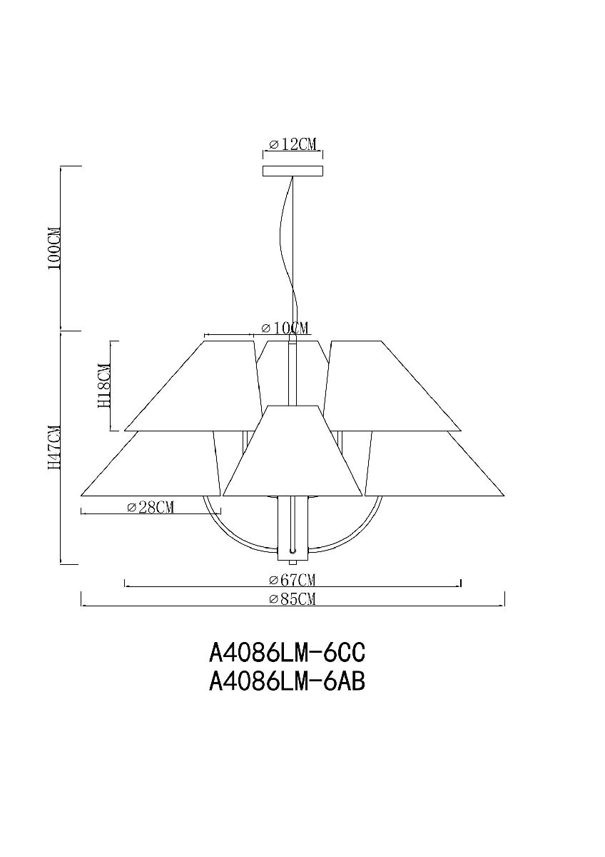 подвесная люстра arte lamp rondo a4086lm-6cc