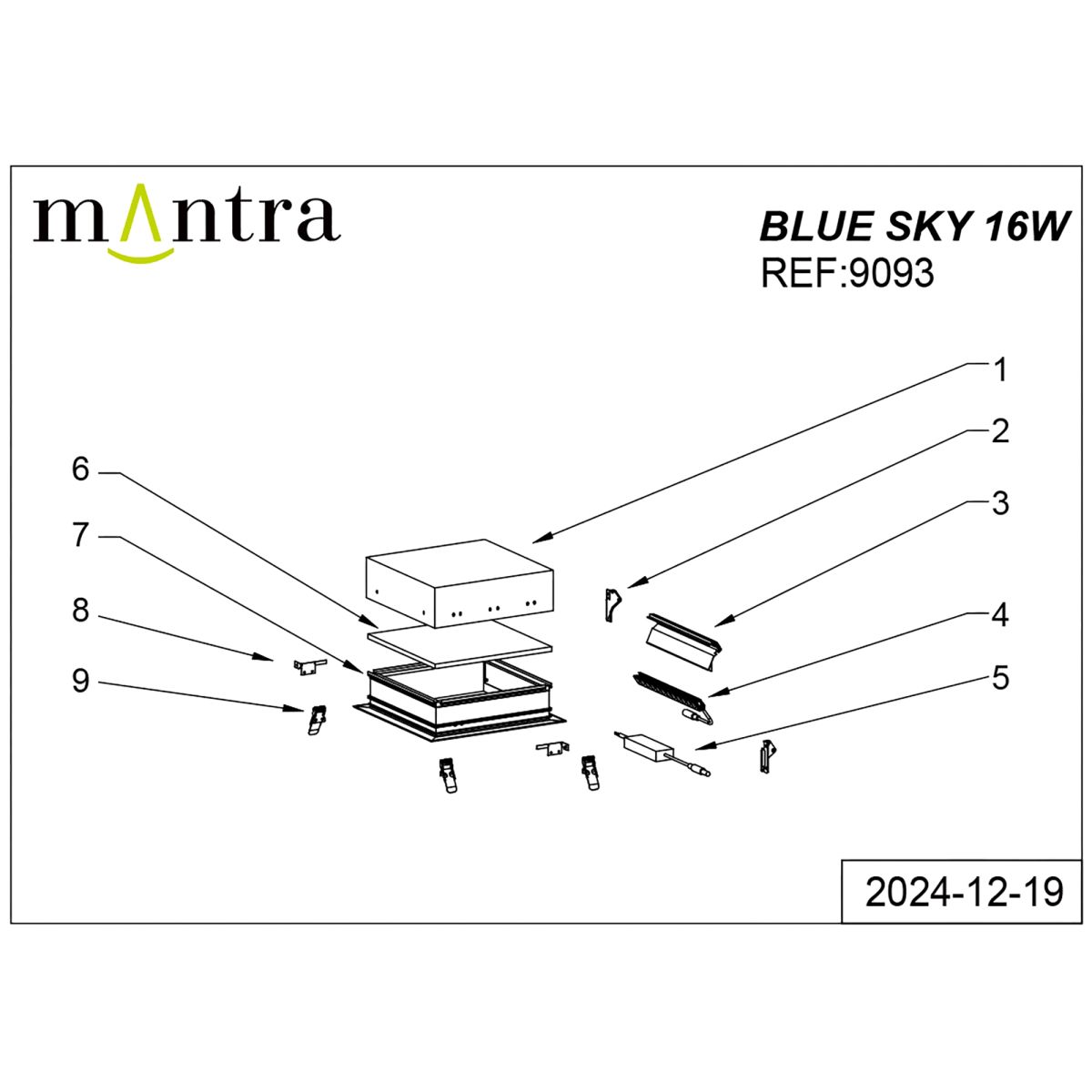 встраиваемый светильник mantra blue sky 9093