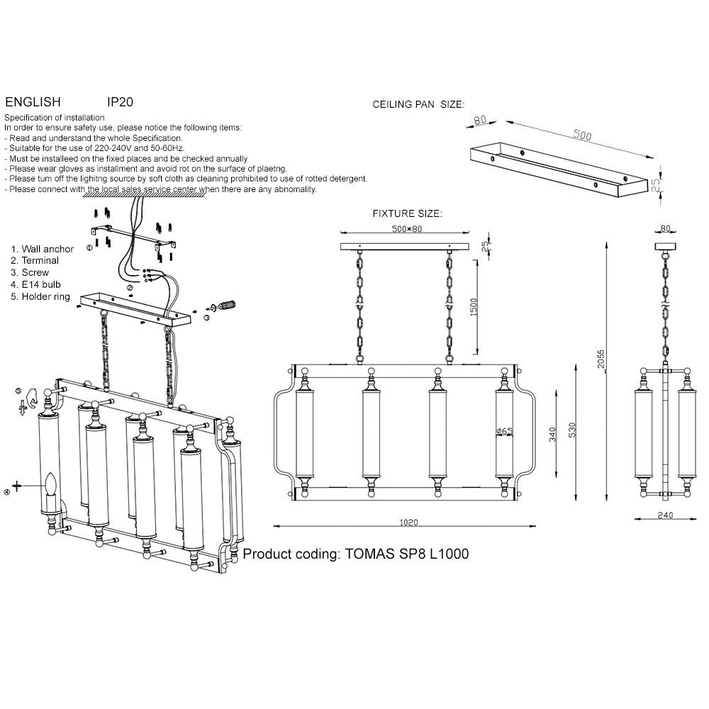 подвесная люстра crystal lux tomas sp8 l1000 brass