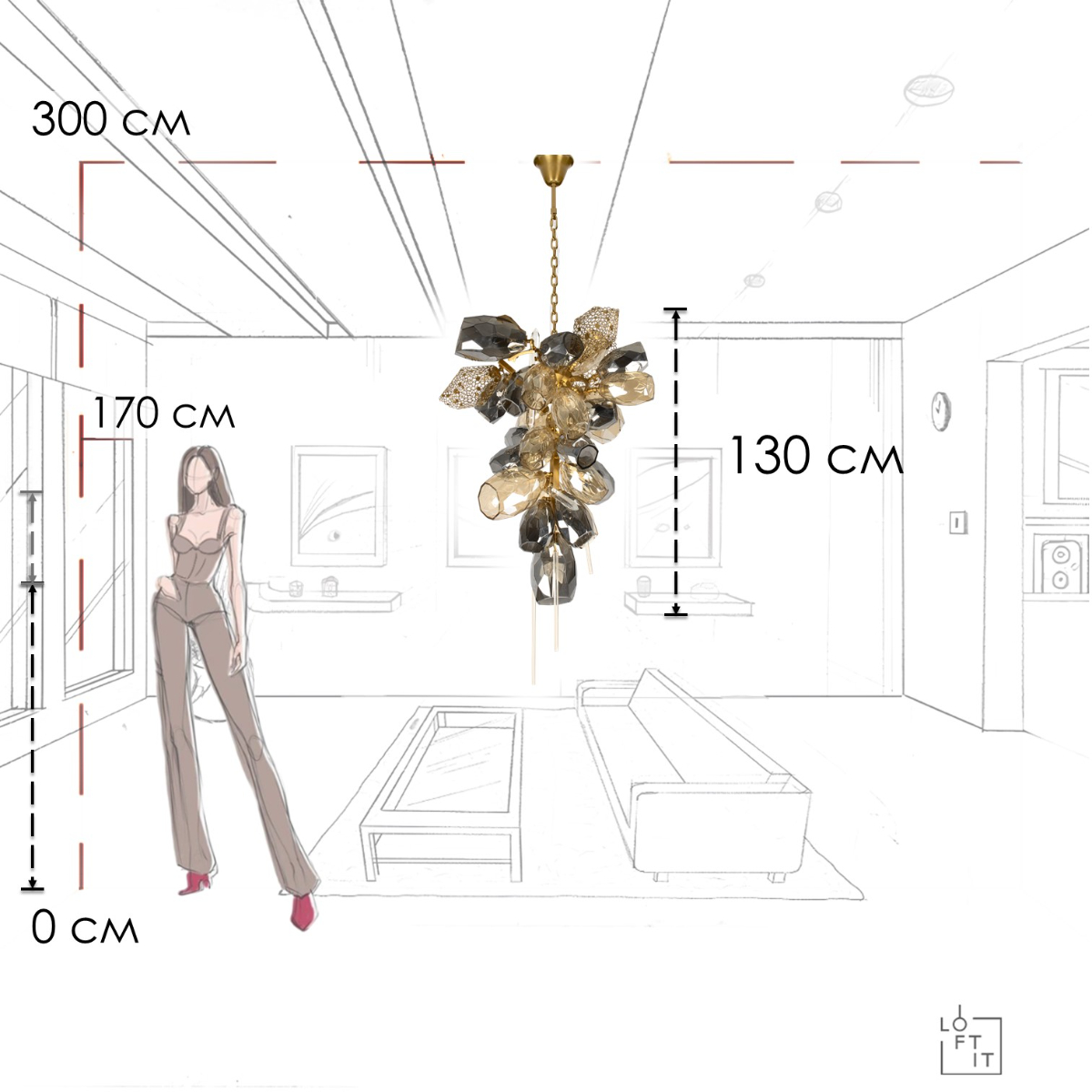 подвесная люстра loft it britannica 10401/800m