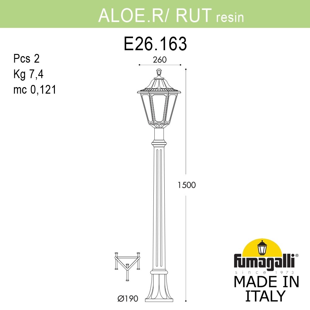 ландшафтный светильник fumagalli aloe`.r/rut e26.163.000.axe27