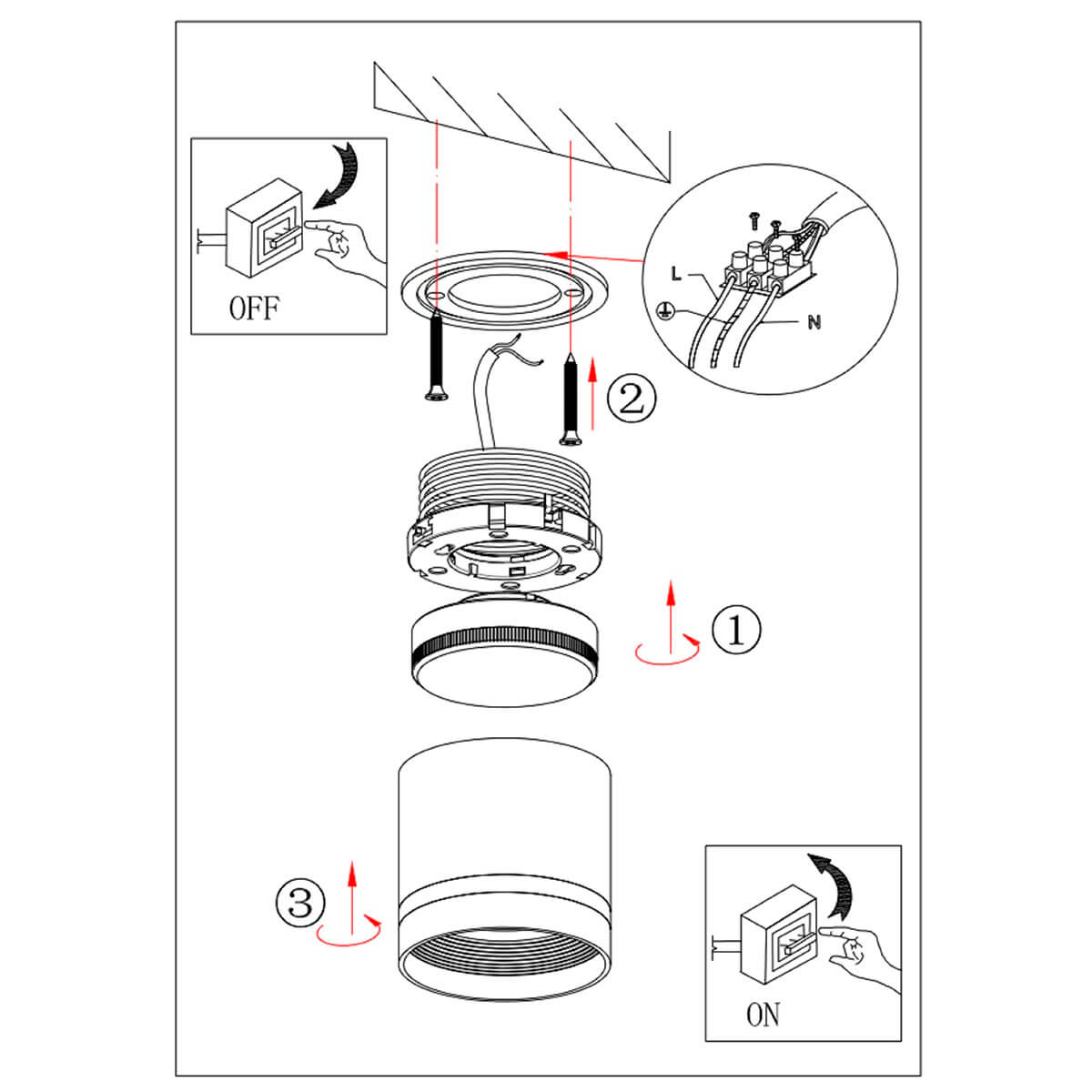 накладной светильник эра ol9 gx53 bk/wh б0048542