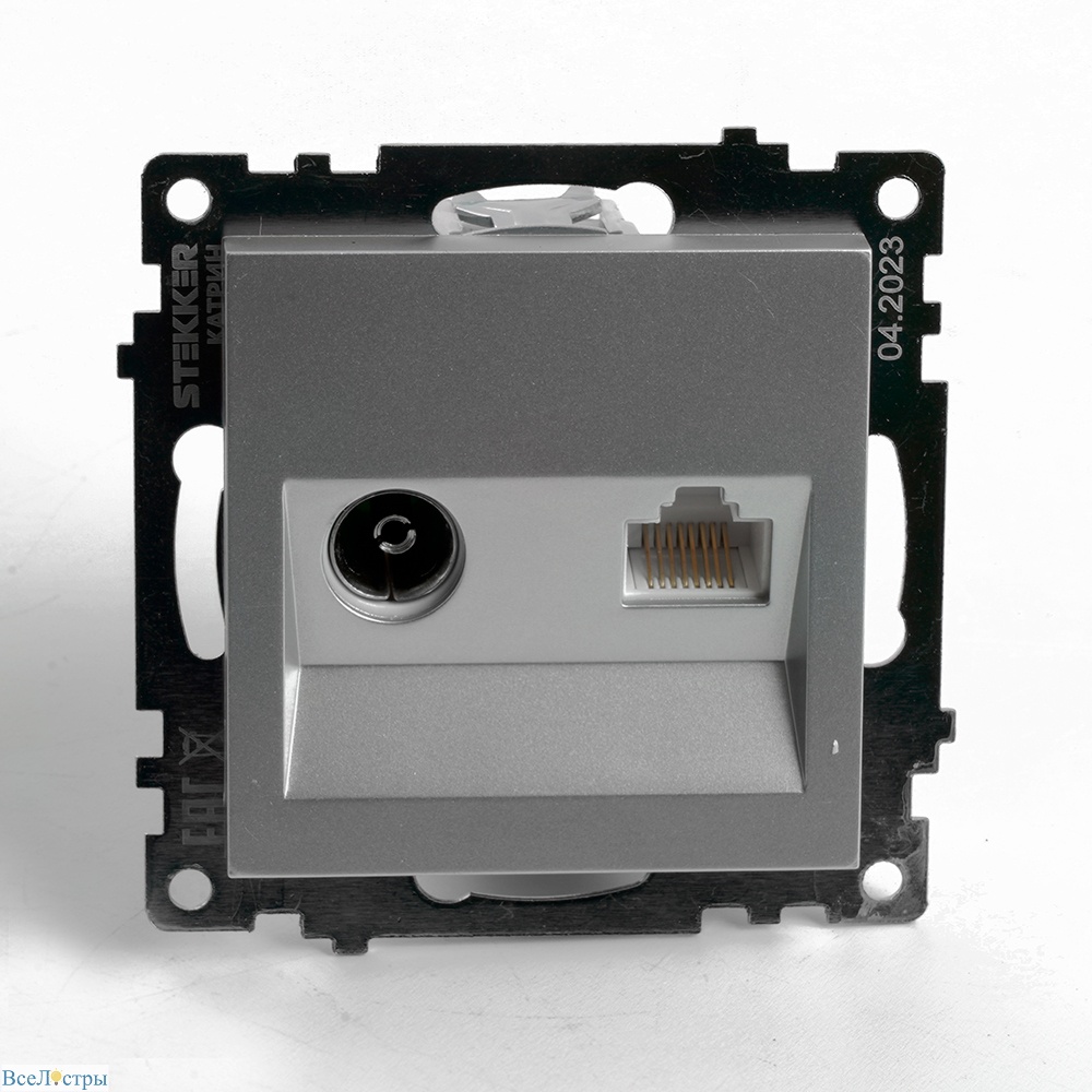 розетка телевизионная 1-местная stekker gls00-7106-03 катрин 49183