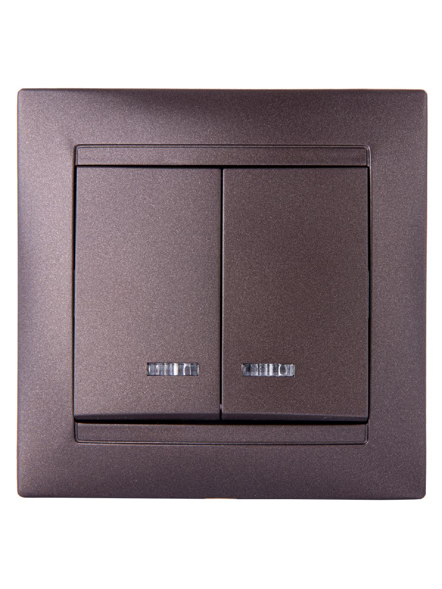 выключатель двухклавишный с подсветкой лама tdm electric sq1815-0505
