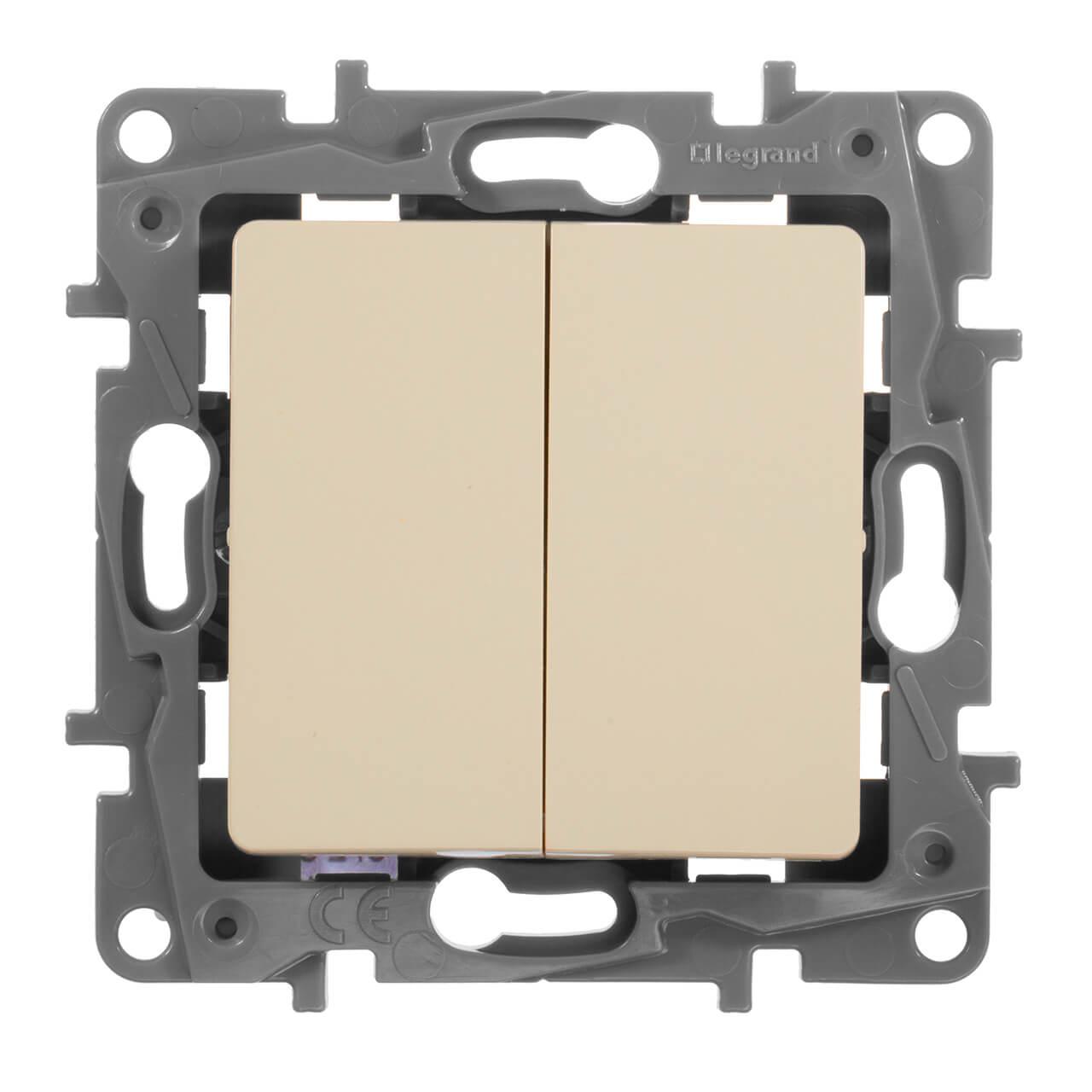 переключатель двухклавишный legrand etika 10a 250v белый 672212