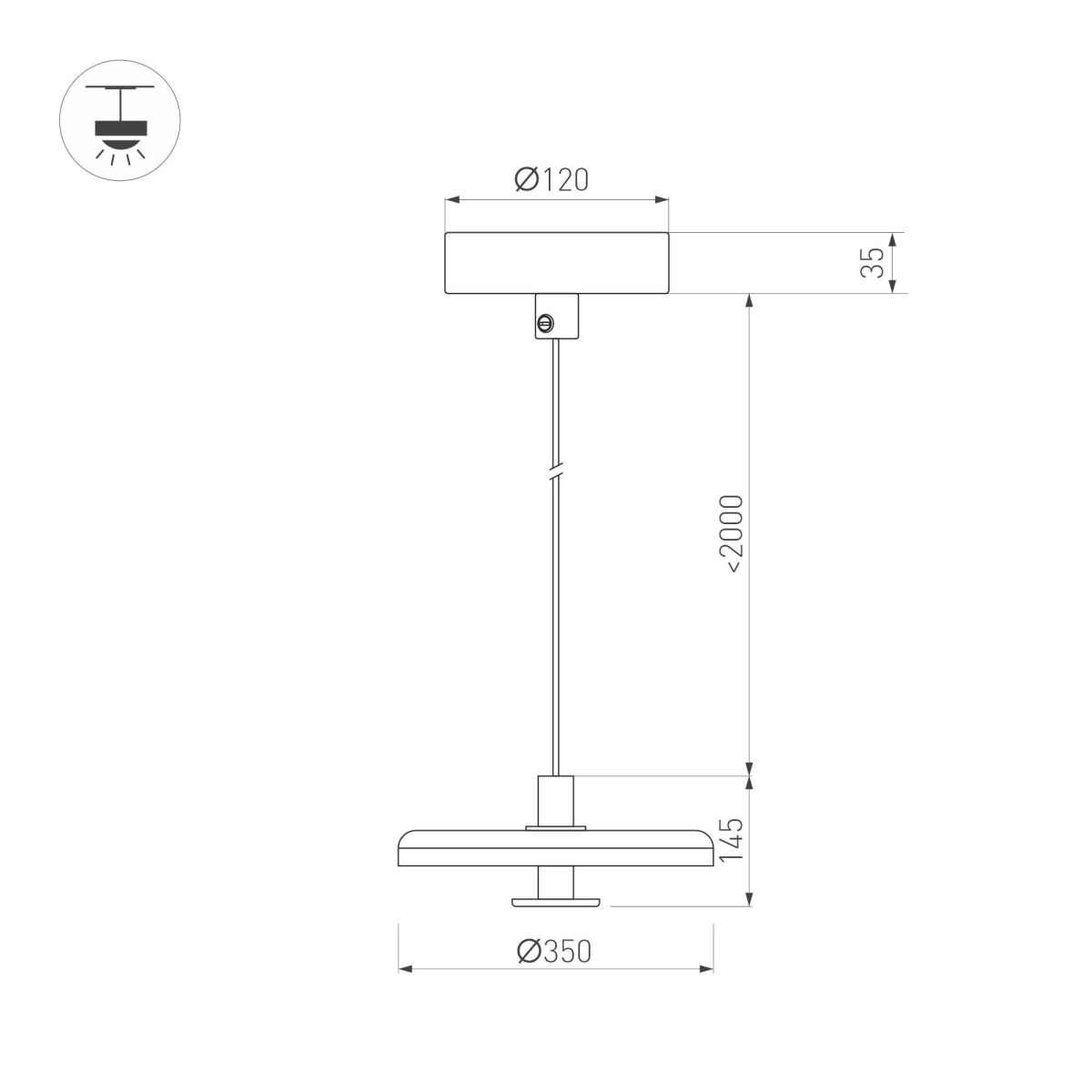 подвесной светильник arlight sp-kotaro-r350-12w warm2700 (bk-cf, 36 deg, 230v, triac) 057231