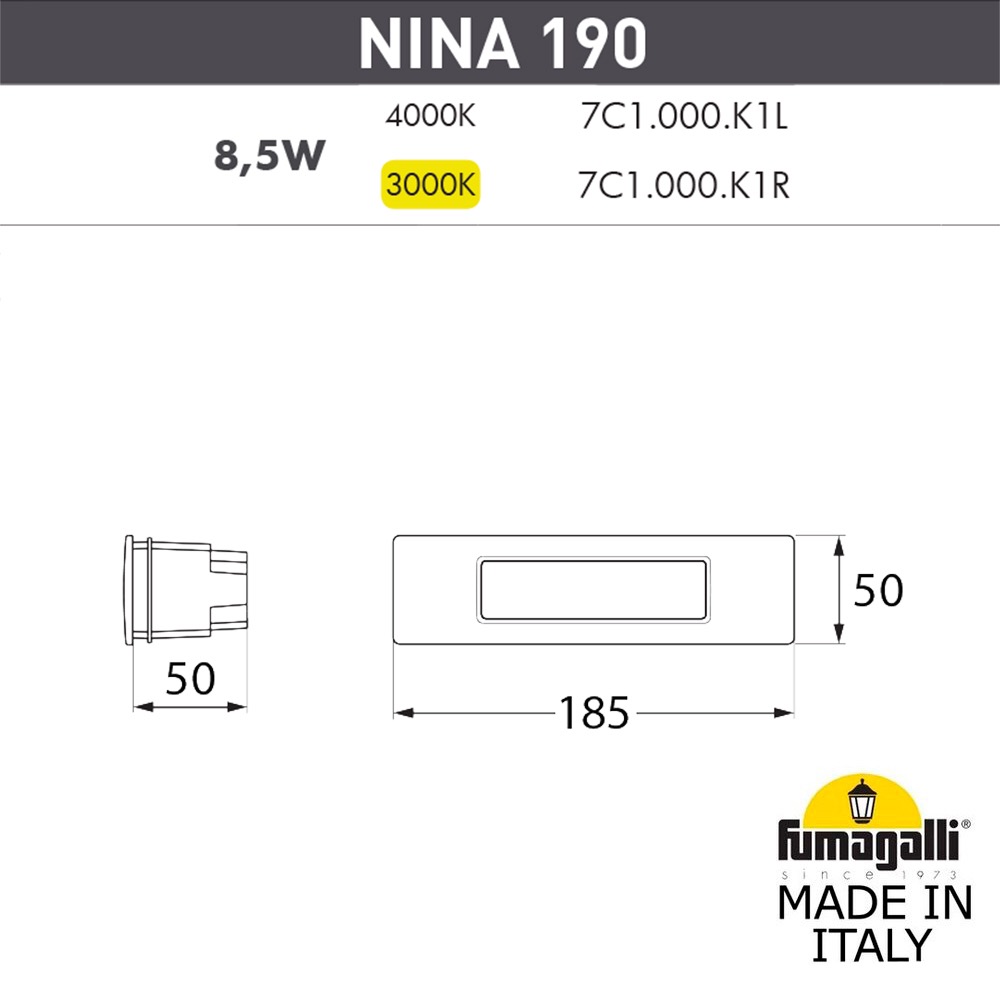 светильник для подсветки лестниц fumagalli nina 7c1.000.000.byk1l