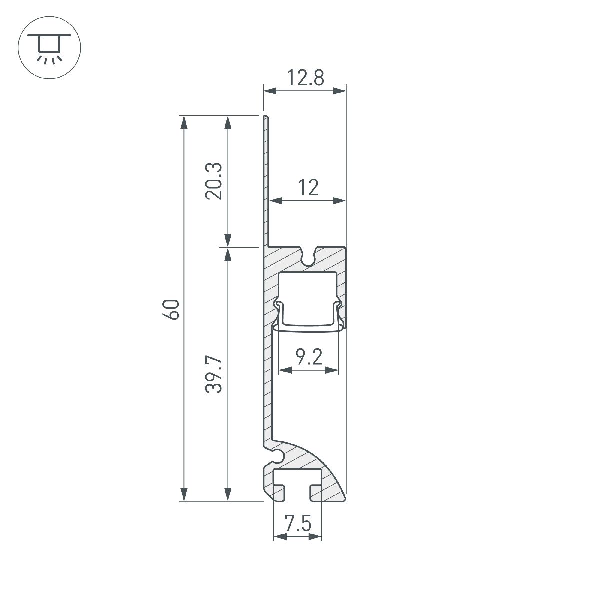 профиль arlight plintus-fantom-l-2000 black 041213