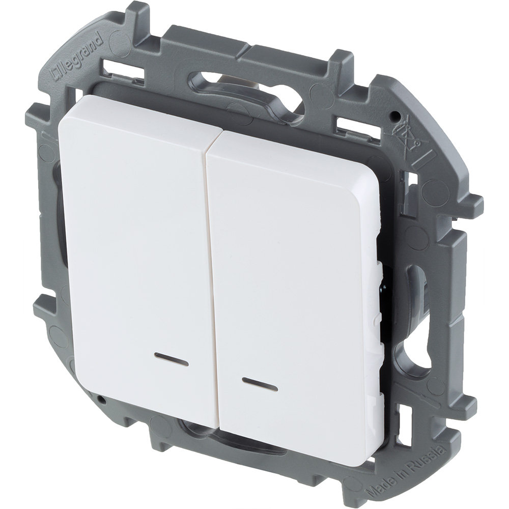 выключатель двухклавишный с подсветкой/индикацией legrand inspiria 673630