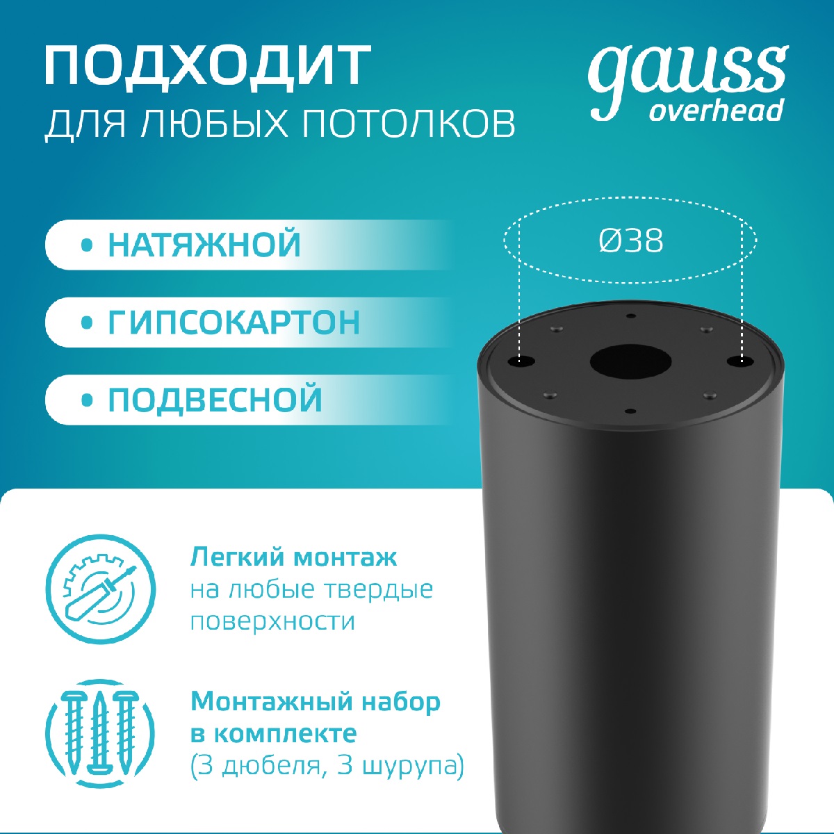 накладной светильник gauss basic hd061