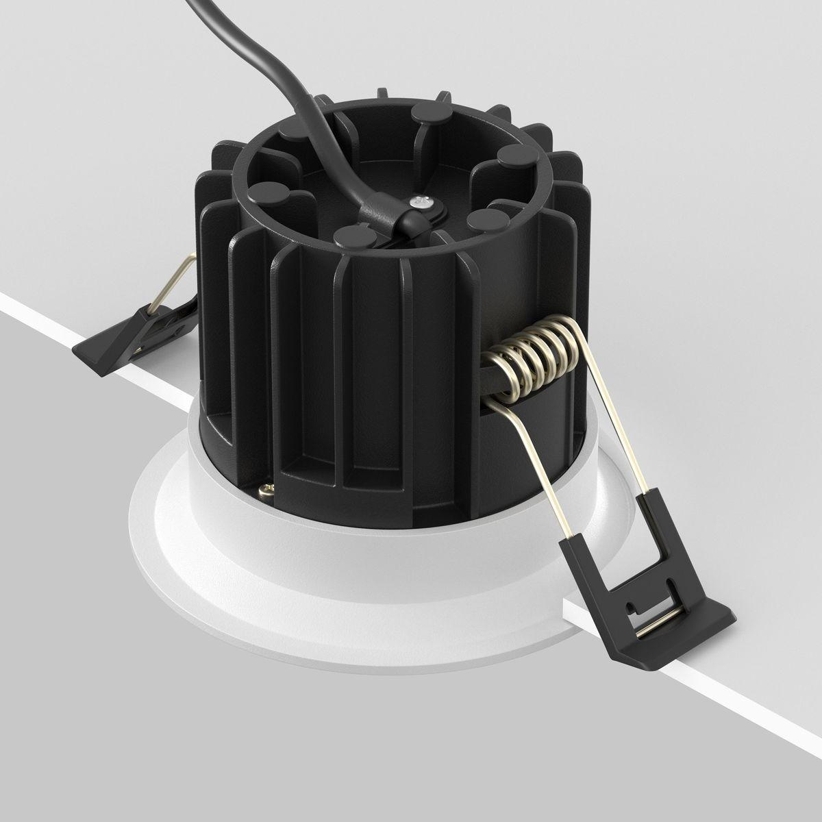 встраиваемый светодиодный светильник maytoni technical round dl058-12w-dtw-w