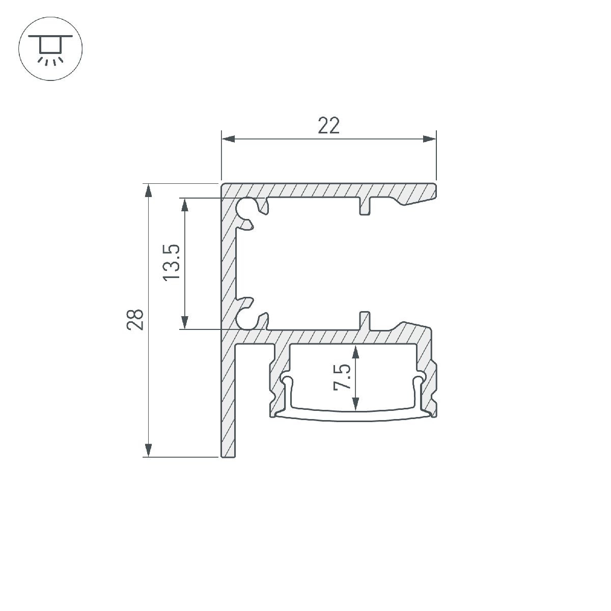 алюминиевый профиль arlight wall-2228-2000 anod black 050488