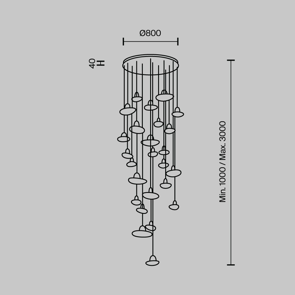 каскадная люстра modestyle ms.2326.25 bk