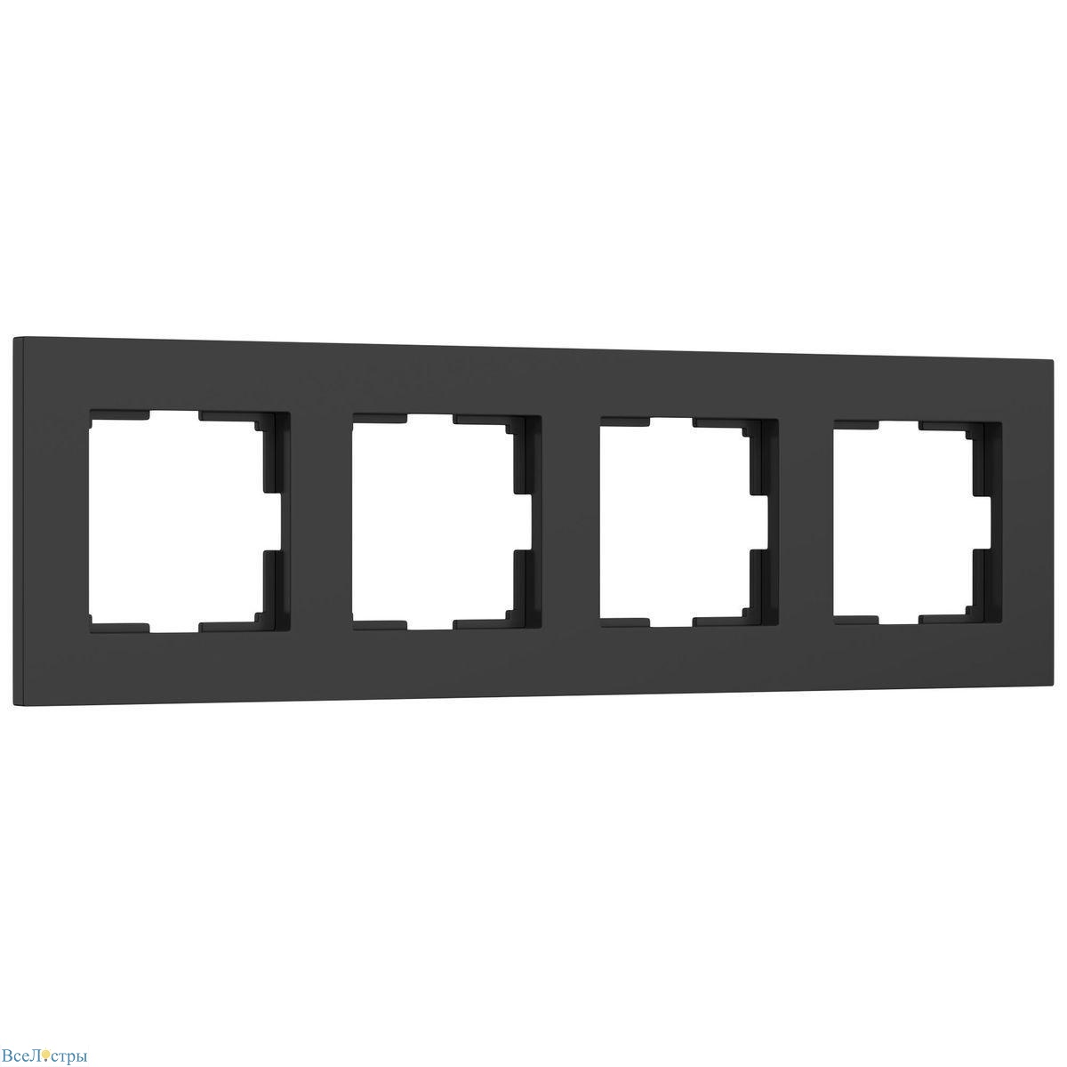 рамка на 4 поста werkel slab черный матовый w0042908 4690389193477