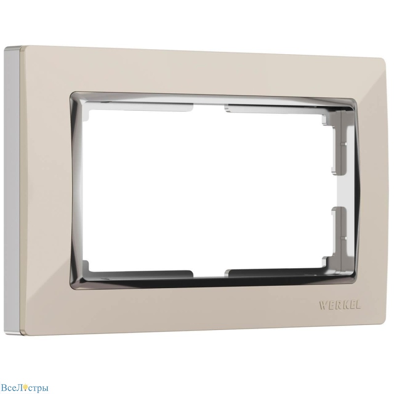 рамка для двойной розетки werkel snabb слоновая кость/хром w0081903 4690389161094