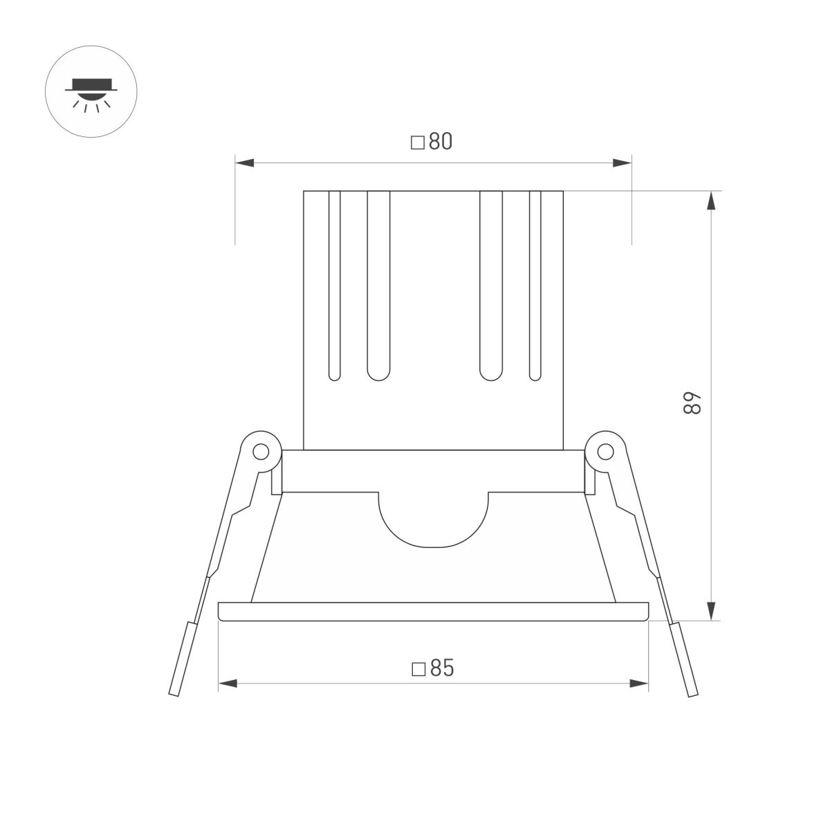 карданный светильник arlight ms-flow-built-s85x85-12w warm3000 (wh, 55 deg, 230v) (ip20 металл) 055918