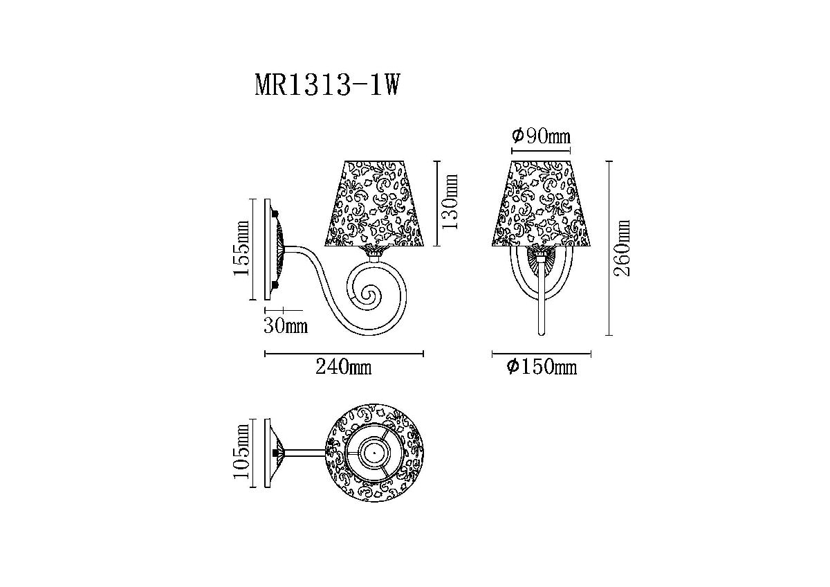 бра myfar luna mr1313-1w