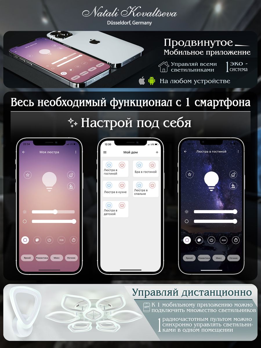 потолочная люстра natali kovaltseva high-tech led lamps 82008