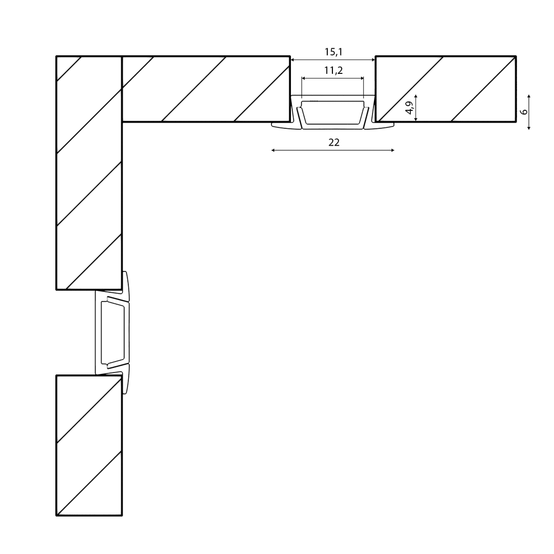 профиль алюминиевый swg rc-2206 000985