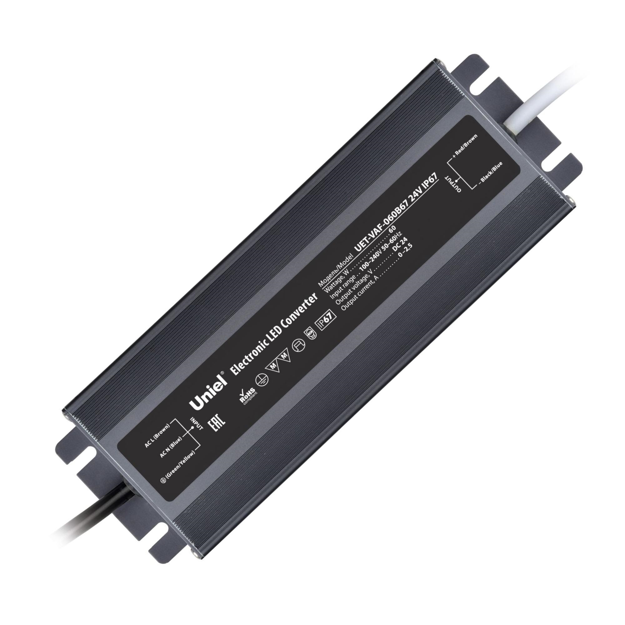 блок питания uniel uet-vaf-060b67 24v ip67 ul-00009366