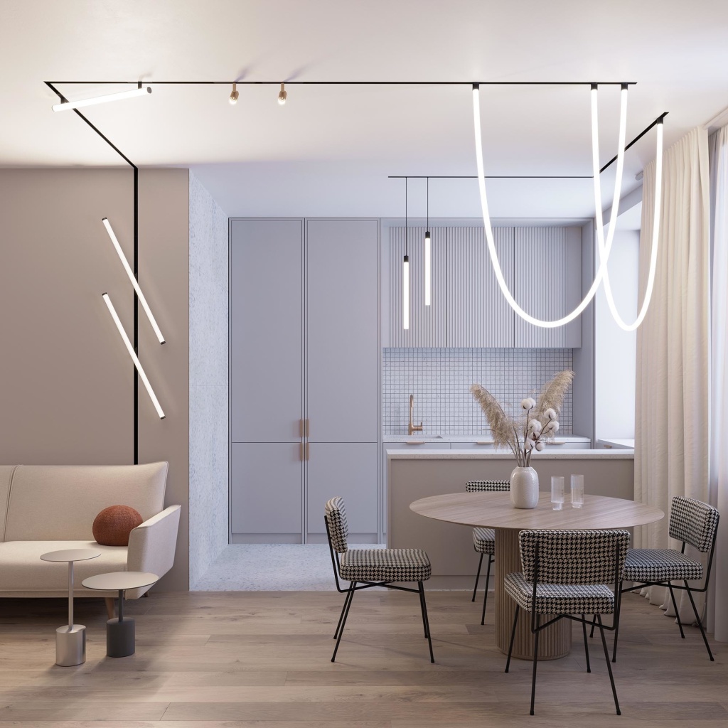 магнитная трековая система Arlight в кухне-гостиной.jpg