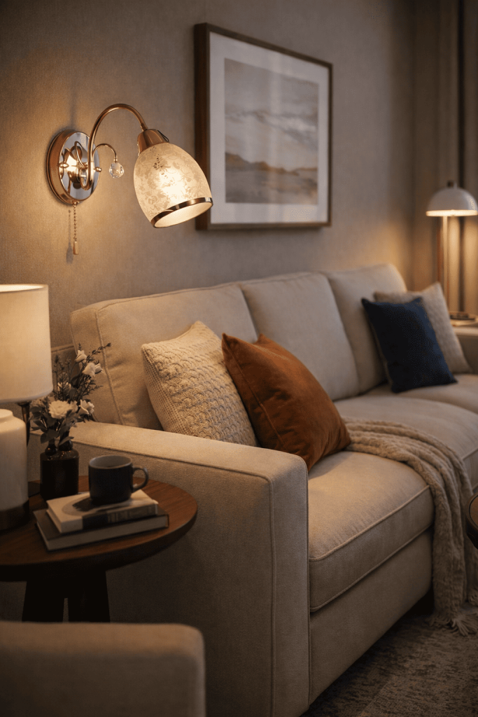 настенное бра в гостиной у дивана.png