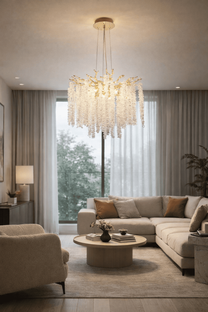 Подвесная люстра Freya Mineral в гостиной.png