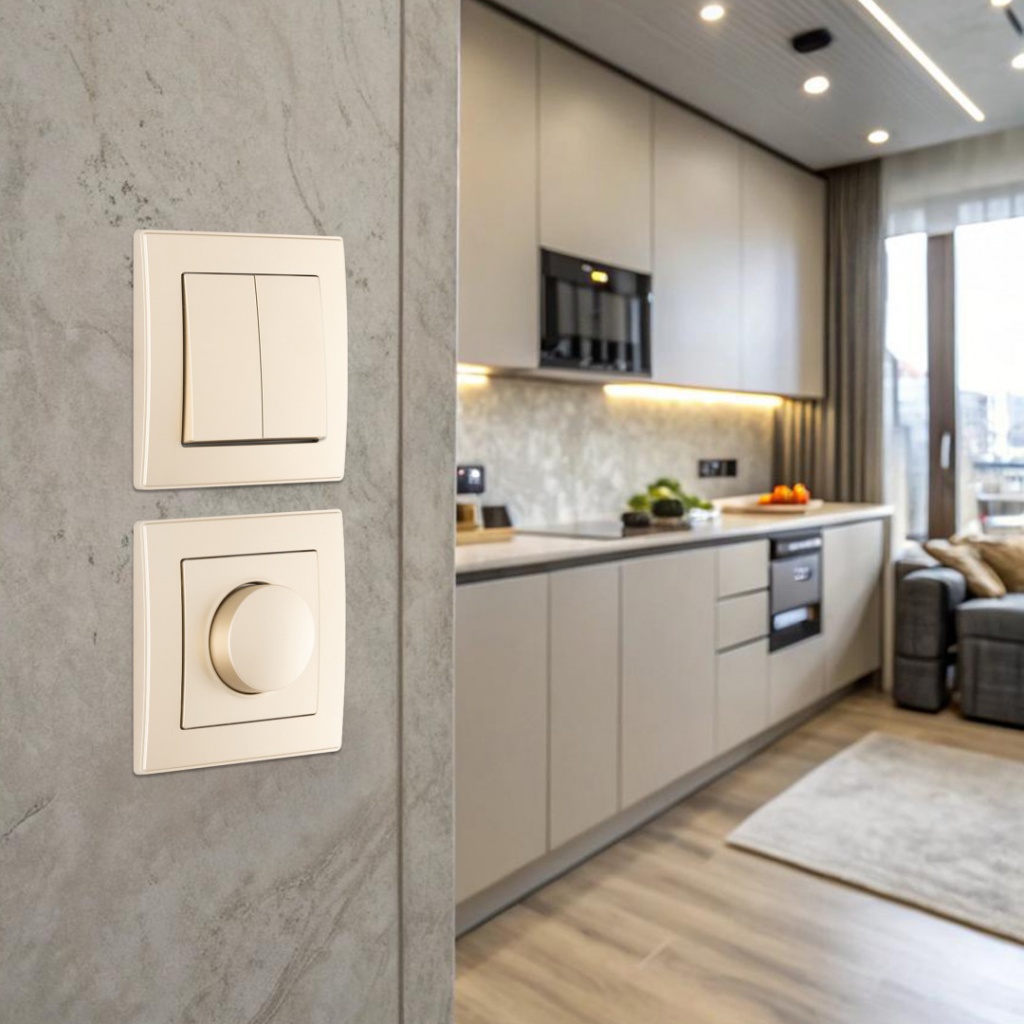 Диммер с рамкой Arte Milano SET06-1-48-1 shampan.jpeg