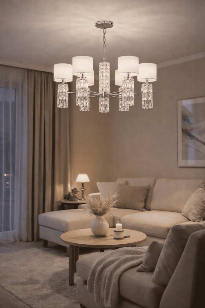 подвесная люстра майтони в гостиной.png