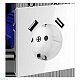 розетка встраиваемая voltum s70 с заземлением и защитными шторками, 16а, с usb, a+a, (белый глянцевы vls040401