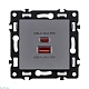 розетка usb a+c 65w, серый kollinger asthetik as-024gy