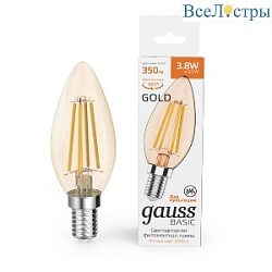 Светодиодная филаментная лампа Gauss Basic Filament E14 3,8W 2400K 1037154