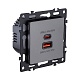 розетка usb a+c 65w, серый kollinger asthetik as-024gy