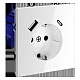 розетка встраиваемая voltum s70 с заземлением и защитными шторками, 16а, с usb, a+с, (белый глянцевы vls040501
