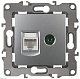 розетка комбинированная rj45+tv эра 12-3110-03 б0027443