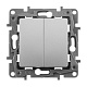 переключатель двухклавишный legrand etika 10a 250v алюминий 672412