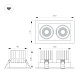 встраиваемый карданный светильник arlight ms-vortex-built-s210x117-2x20w warm3000 (wh-wh, 20 deg, 230v) (ip20 металл) 057762