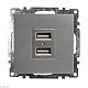 розетка 2хusb stekker катрин серебро gls10-7115-03 39588