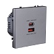 розетка usb a+c 65w, серый kollinger eclipse ec-024gy