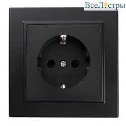 Розетка 2P+PE Stekker Эрна со шторками черный PST16-9010-03 39479