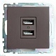 розетка двухместная usb stekker катрин шоколад gls10-7115-04 49027