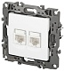 розетка компьютерная двойная rj45 эра 12-3108-01м б0065686